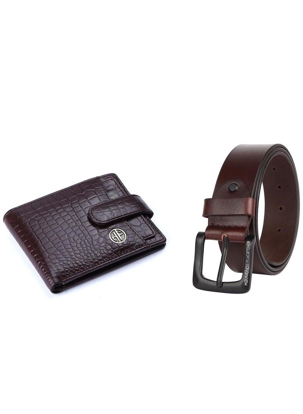 مجموعة هدايا فاخرة للرجال من هاموندز NQ8S: محفظة جلد وحزام أنيق - Image 1