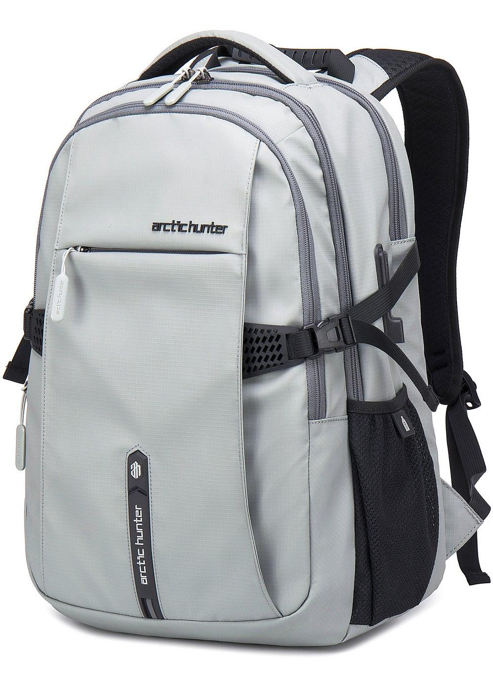 حقيبة ظهر مكتبية مقاومة للماء بسعة 30 لتر ومنفذ USB - رمادي B00388 - Image 1