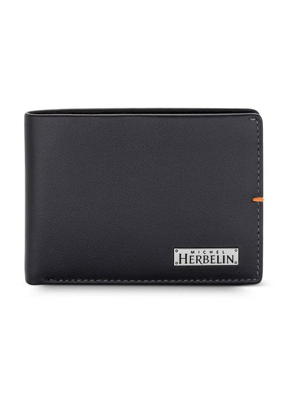 MICHEL HERBELIN Diverge: Sleek Men's Bi-Fold Black Leather Wallet - Image 1