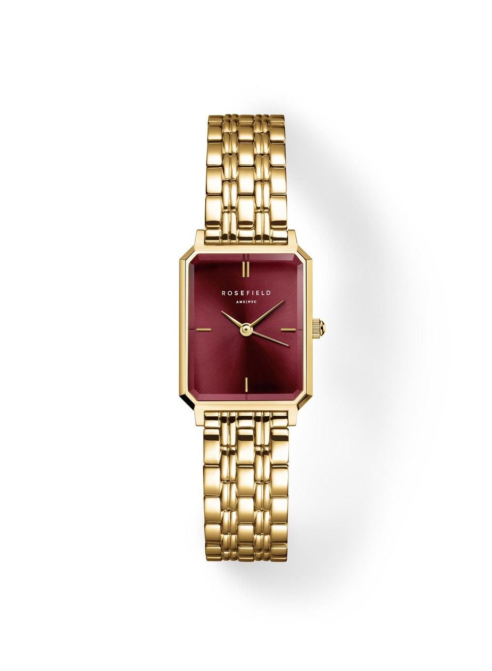 RoseField Burgundy Sunray Octagon XS Gold Watch OBGSG-O83 - Image 1