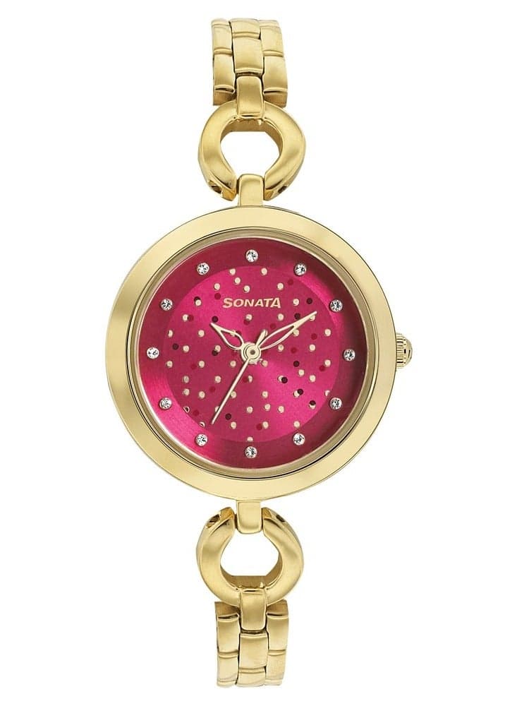 Sonata Golden Elegance 8147YM06 Stainless Steel Watch for Women - Image 1