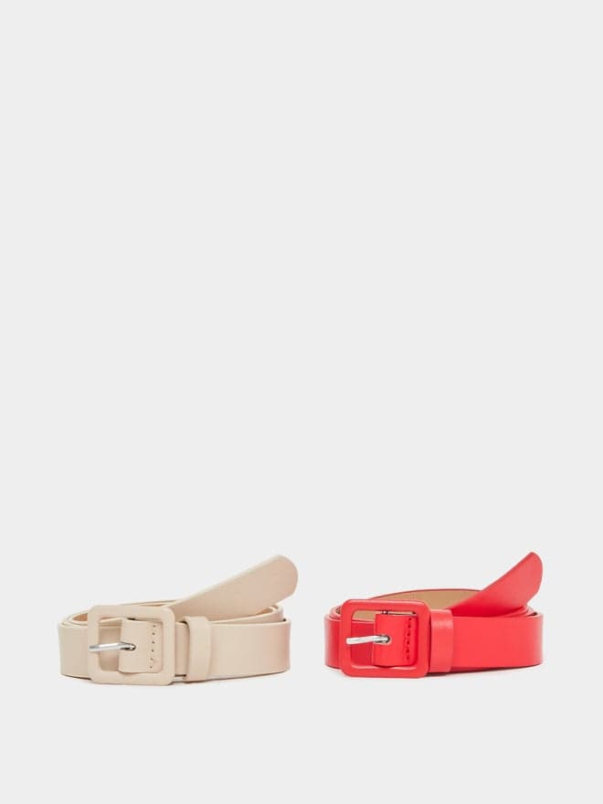 Styli Solid Tang Buckle Belt Duo - Essential Women's Accessory