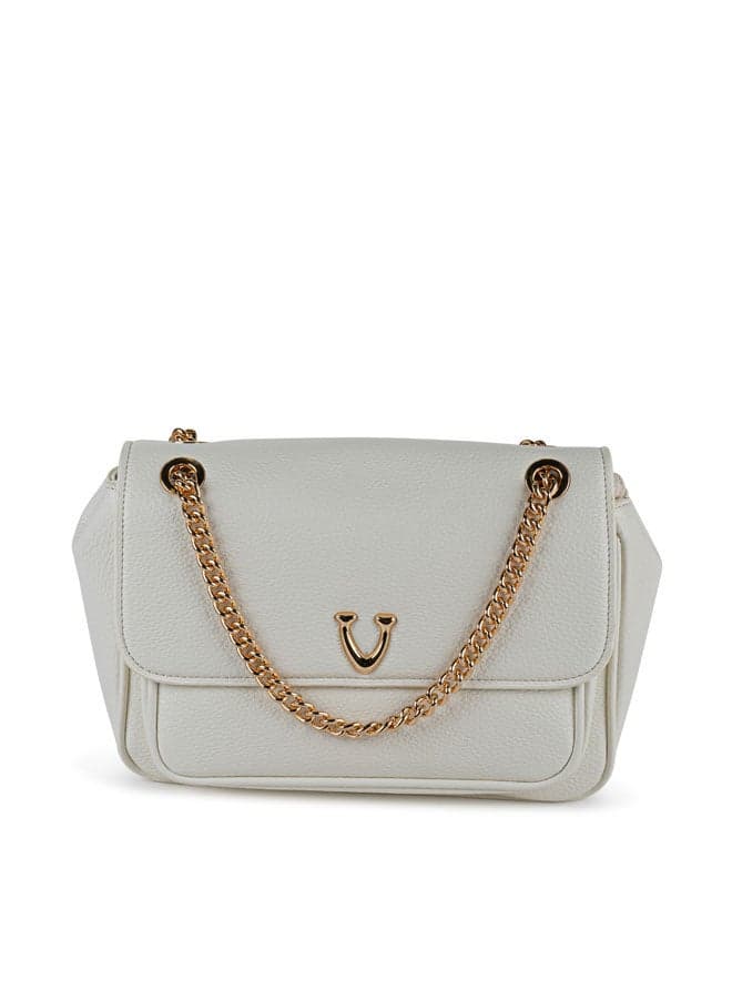 Vincci Elegant Beige Chain-Detailed Shoulder Bag