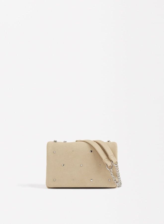PARFOIS Taupe Studded Flap Shoulder Bag for Women - Image 1