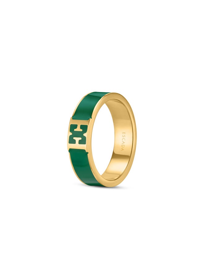 buy-escada-scarlett-gold-plated-ring-with-logo-cutout-and-green-enamel-detail_z2m