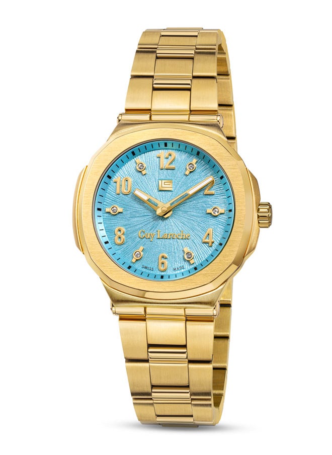 buy-guy-laroche-charlie-33mm-ladies-swiss-quartz-watch-with-gamma-blue-swirl-sunray-dial-gold-plated-stainless-steel-bracelet-sapphire-glass_pc5