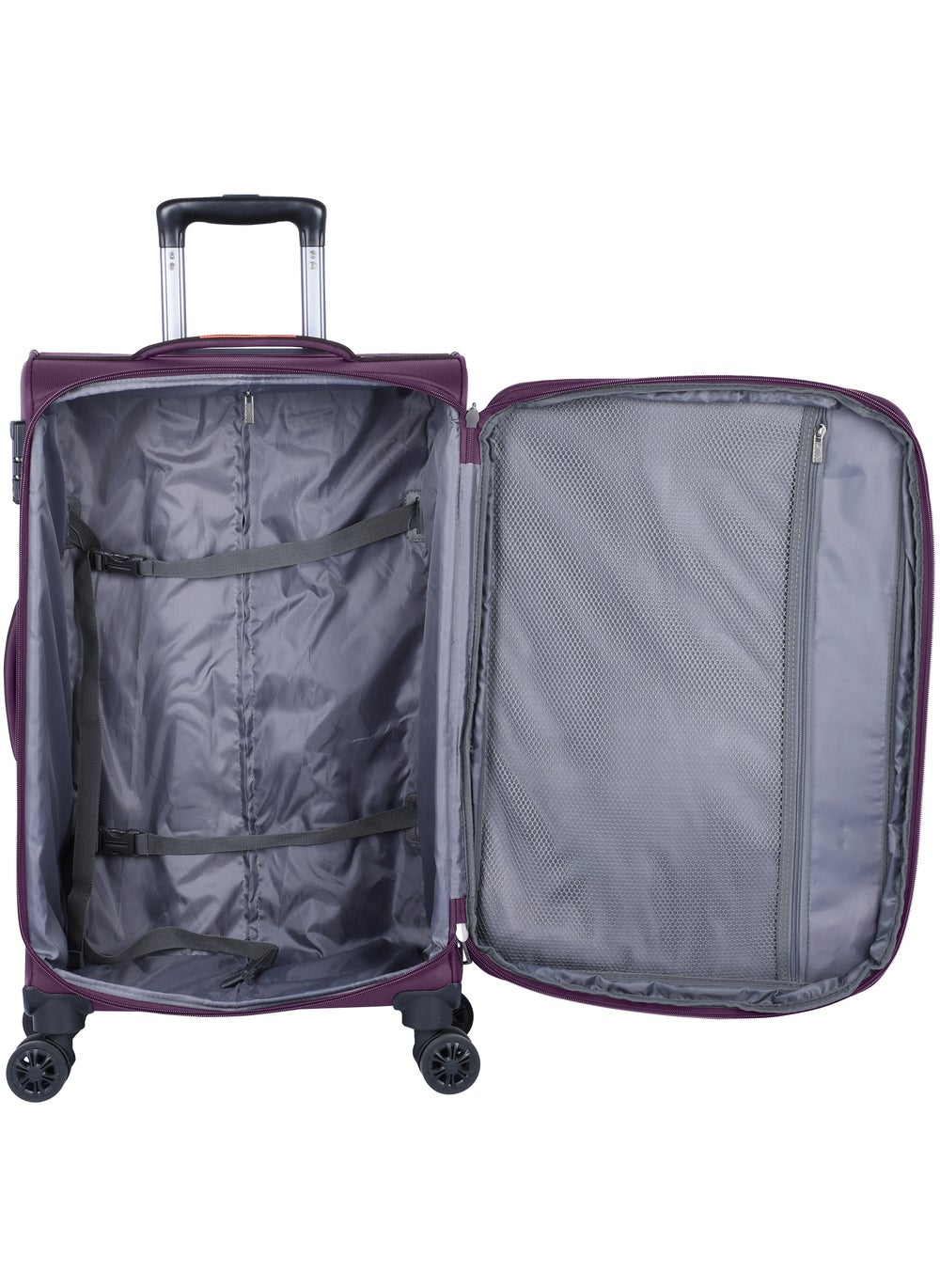 buy-eminent-unisex-soft-travel-bag-cabin-luggage-trolley-polyester-lightweight-expandable-4-double-spinner-wheeled-suitcase-with-3-digit-tsa-lock-e751-purple_fx9
