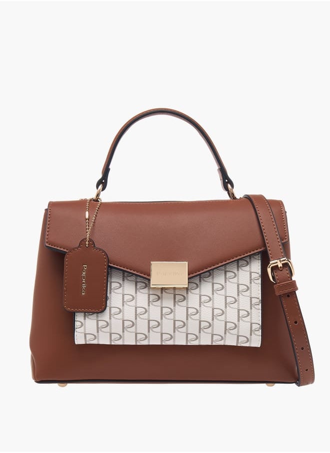 buy-paprika-women-monogram-print-satchel-bag-with-grab-handle-and-flap-closure_cqd