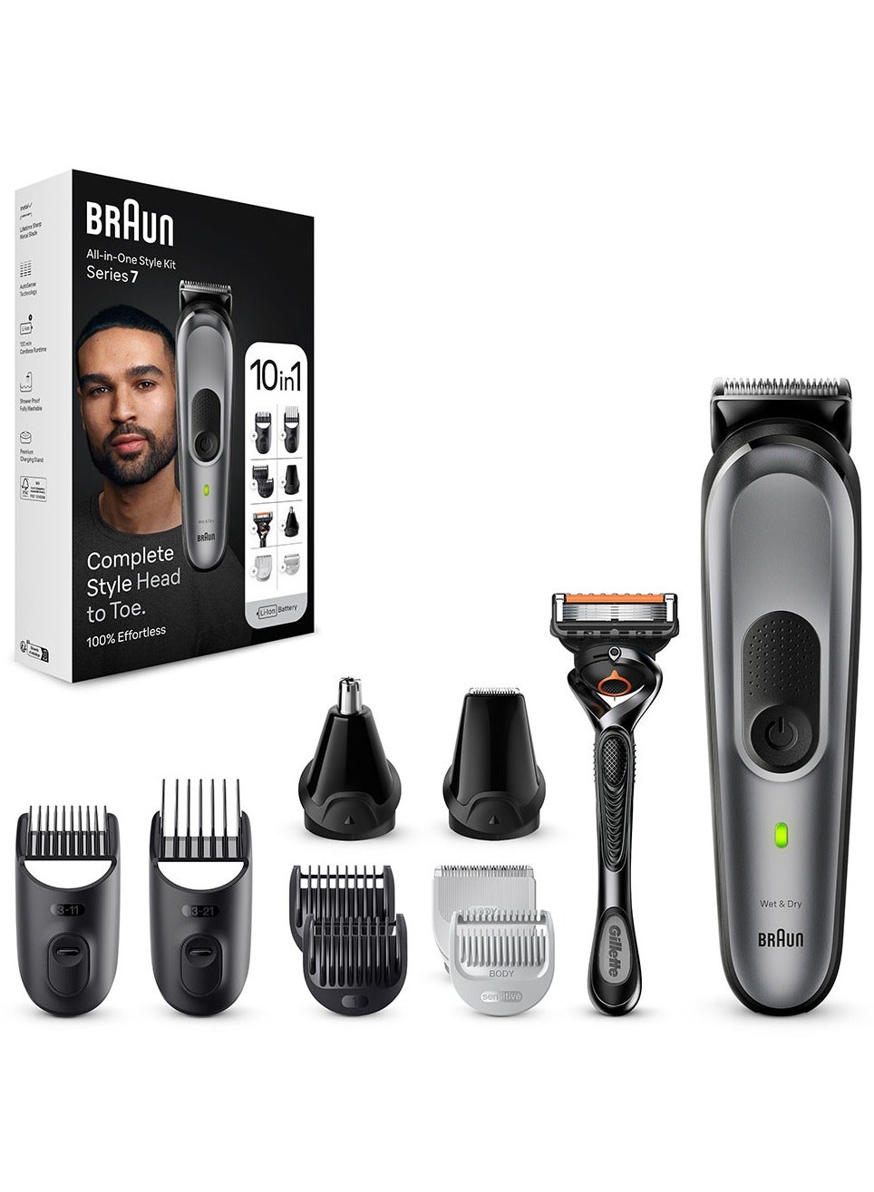 مجموعة تجميل 10 في 1 MGK 7420 بتقنية AutoSense - رمادي