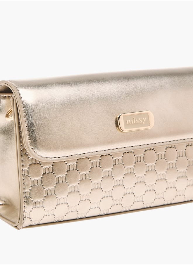 buy-missy-women-logo-embossed-crossbody-bag-with-detachable-strap-and-flap-closure_i0k