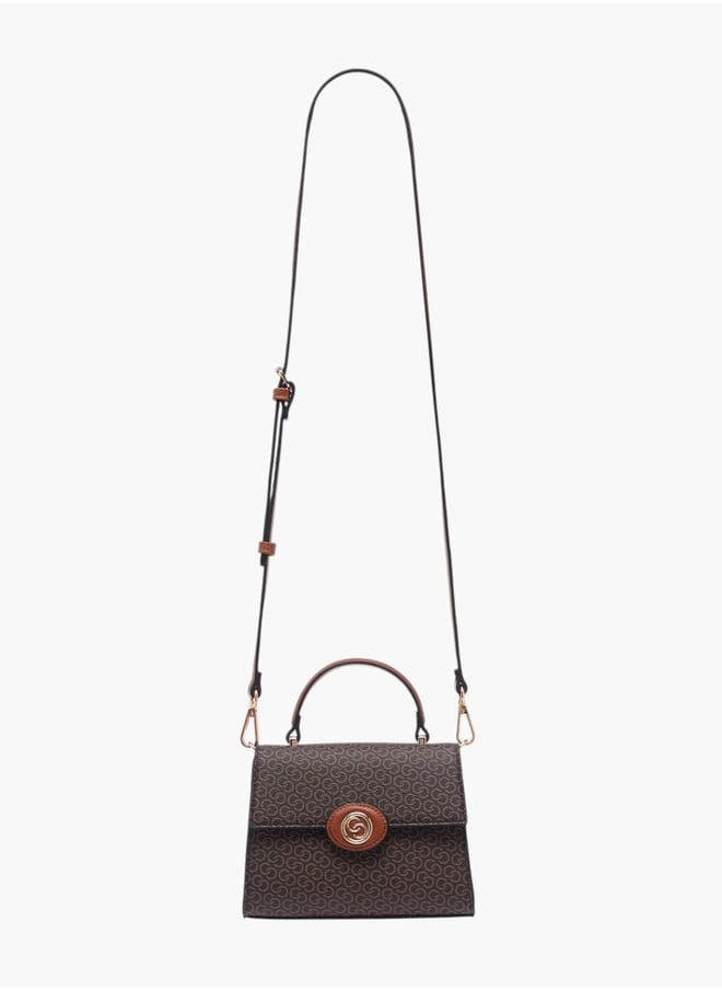 buy-celeste-women-monogram-print-satchel-bag-with-button-closure-and-adjustable-strap_0wn
