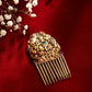Twin Peacock Gold & Pink Embellished Comb Pin