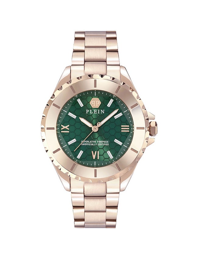 buy-philipp-plein-plein-heaven-women-s-watch-with-emerald-green-honeycomb-dial-by-philipp-plein-gold-tone-bezel-roman-numerals-and-stainless-steel-bracelet-38mm-3-hand-quartz-timepiece_b9z