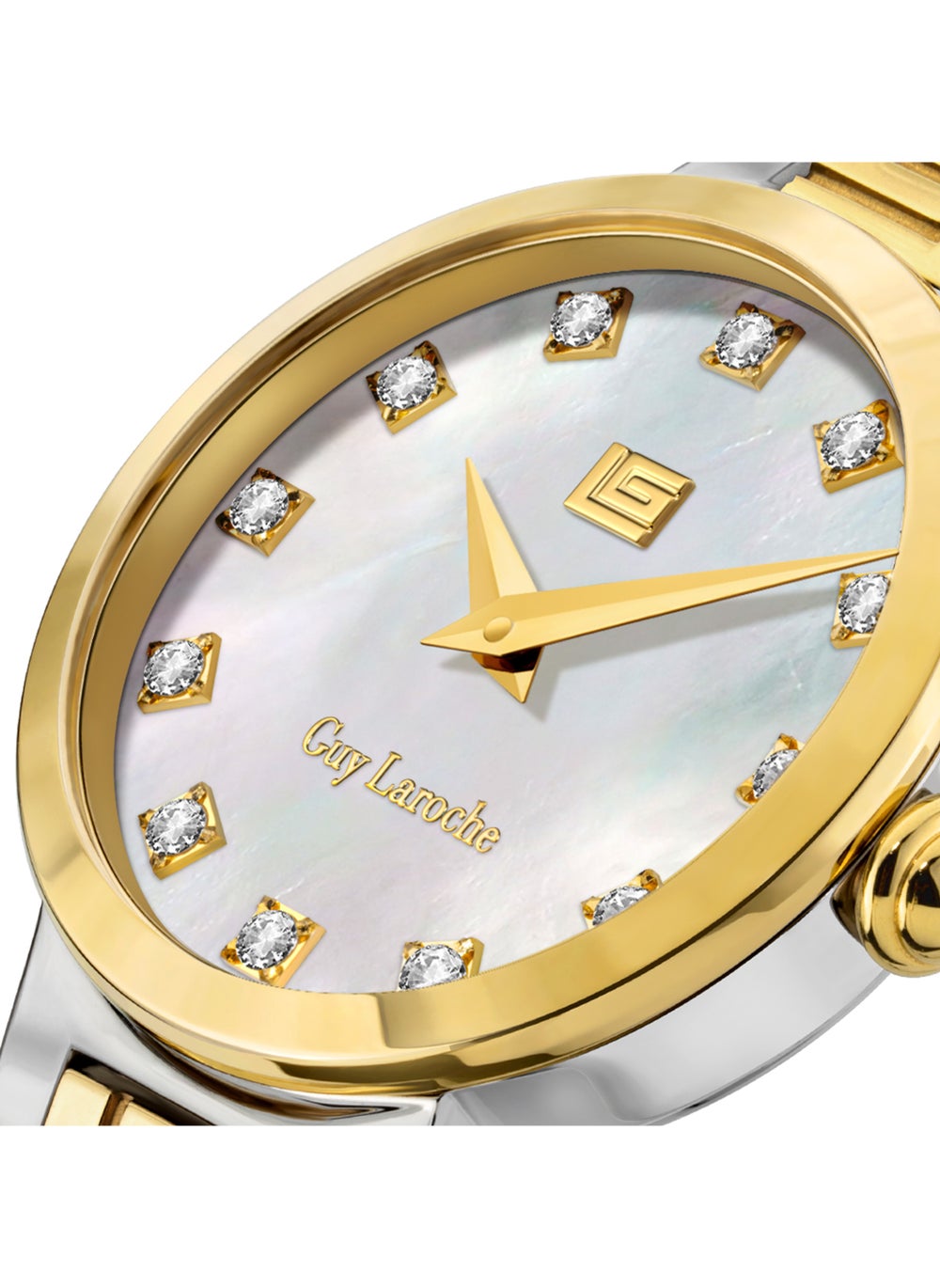 buy-guy-laroche-ariane-women-s-25mm-swiss-made-watch-with-two-toned-bracelet-white-mother-of-pearl-dial_b2s