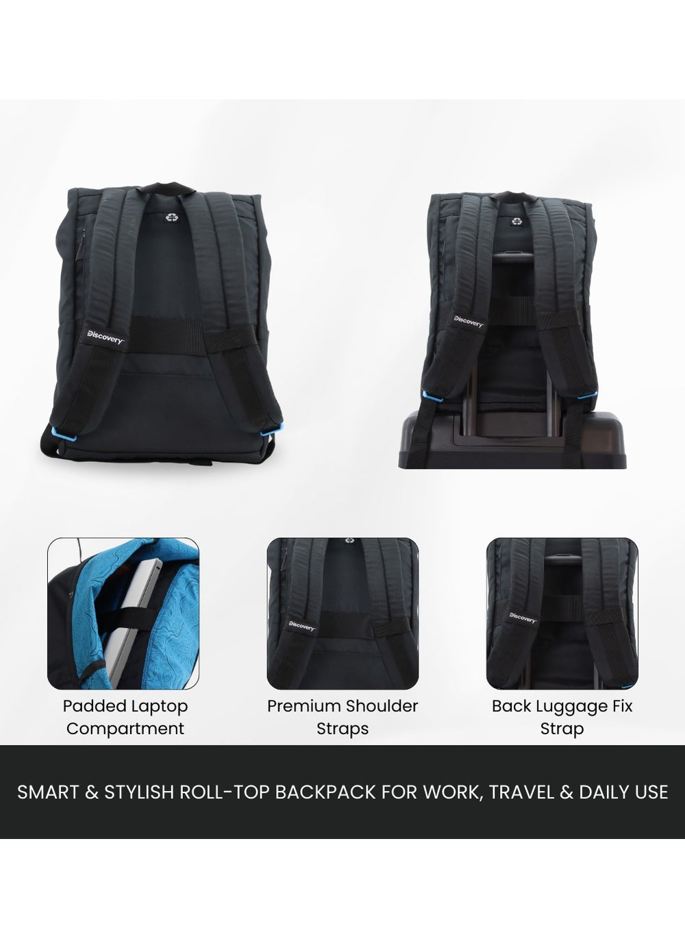 buy-discovery-discovery-icon-roll-top-15l-backpack-black-durable-lightweight-multi-compartment-travel-bag-padded-laptop-tablet-pocket-rfid-adjustable-strap-with-luggage-fix-strap-men-women-school-outdoor_xkv