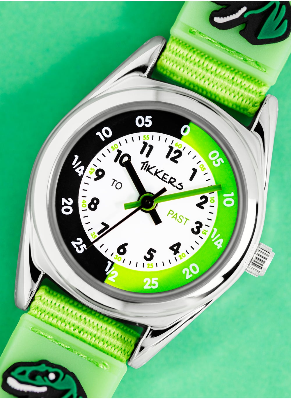 buy-tikkers-tikkers-boys-green-canvas-rip-strap-dinosaur-watch-bracelet-wallet-set-atk1049_zkq