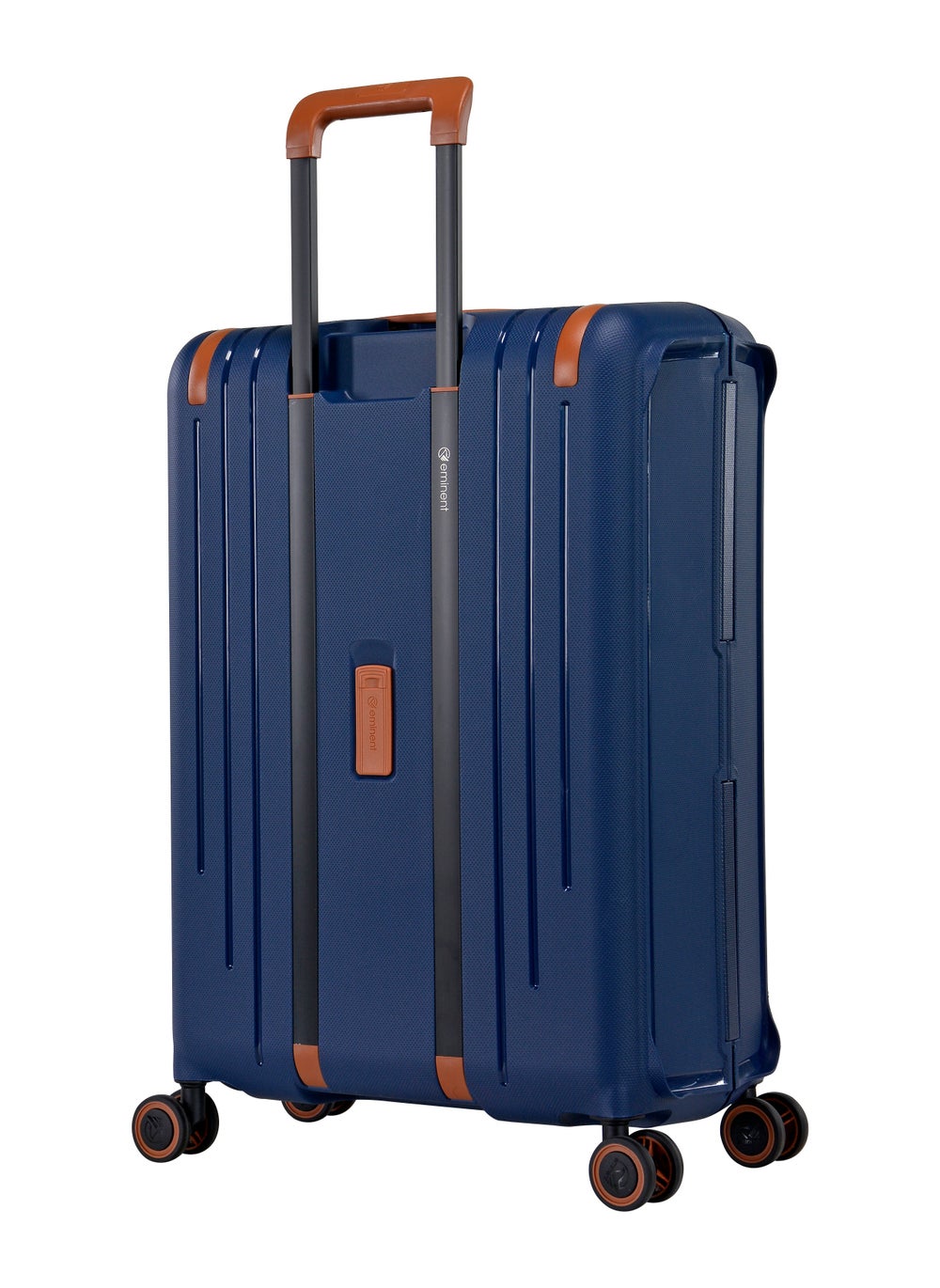 buy-eminent-vertica-hard-case-travel-bag-cabin-luggage-trolley-polypropylene-lightweight-suitcase-4-quiet-double-spinner-wheels-with-tsa-lock-b0006-dark-blue-brown-trim_o1u