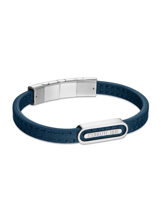 buy-cerruti-1881-ettore-navy-flat-leather-and-stainless-steel-center-motif-bracelet-for-men_uxf