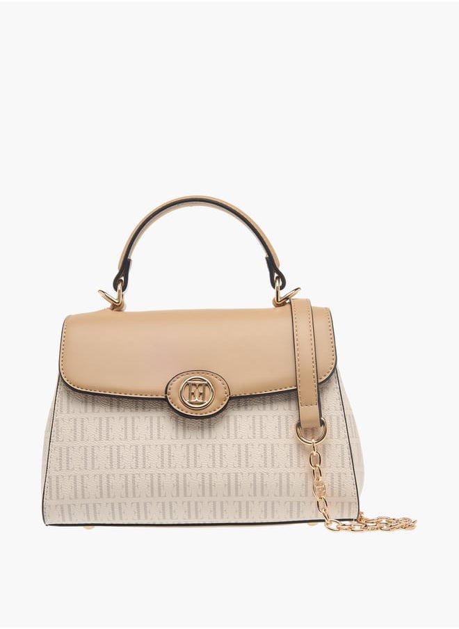 buy-elle-womens-monogram-print-satchel-bag-with-grab-handle-and-button-closure_2no