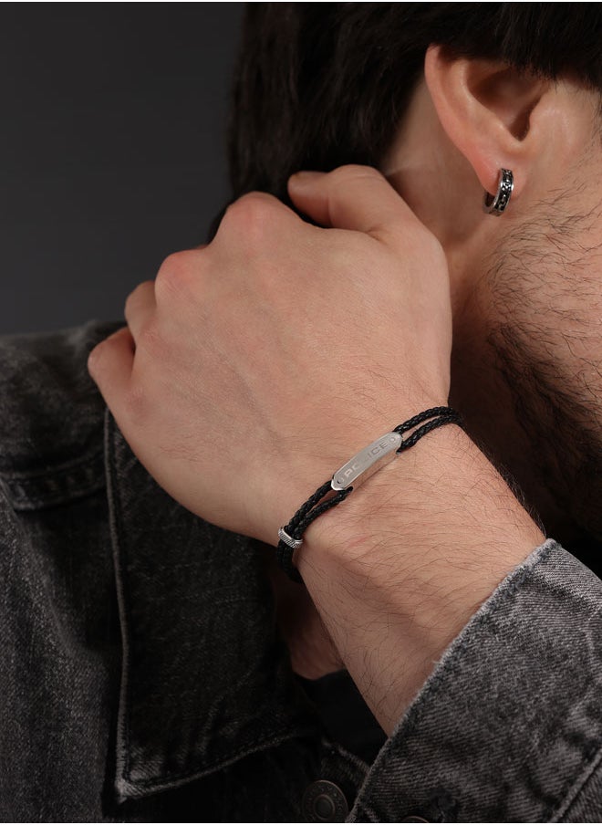 buy-police-twincord-braceletdouble-row-black-leather-with-stainless-steel-rings-and-central-screwed-plaquerugged-and-sophisticated-men-s-style_824