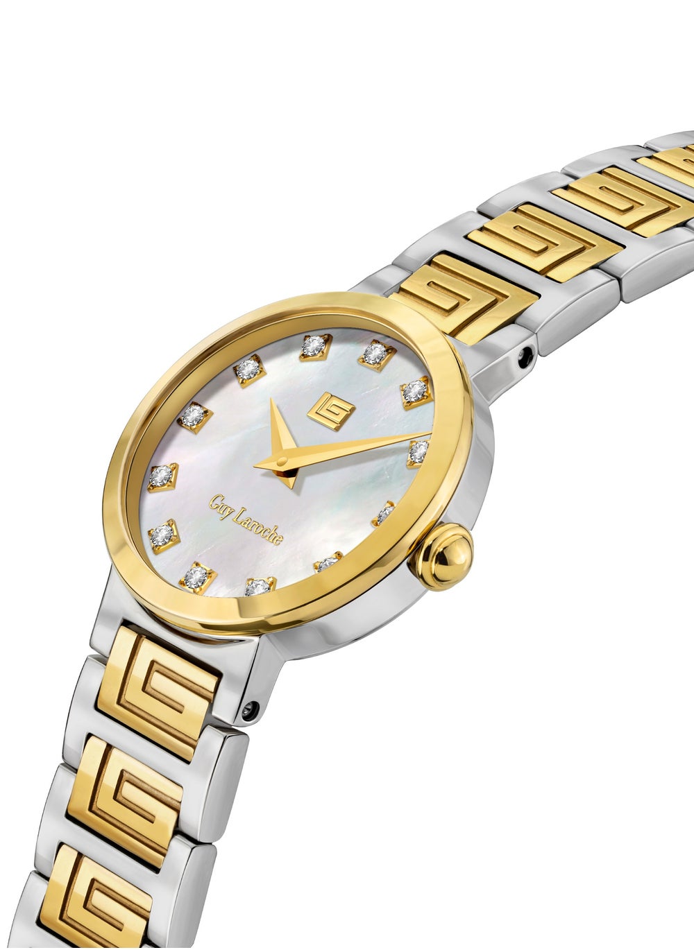 buy-guy-laroche-ariane-women-s-25mm-swiss-made-watch-with-two-toned-bracelet-white-mother-of-pearl-dial_4ao