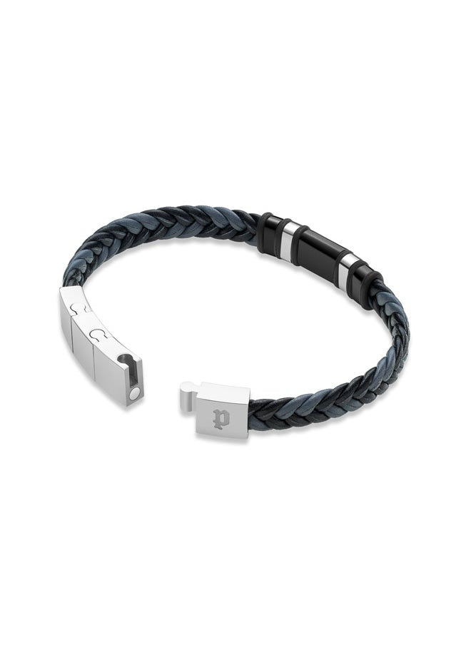 buy-police-weavebreaker-bracelet-dual-color-braided-leather-with-black-wing-logo-plaque-and-p-logo-closurebold-men-s-style_n6z