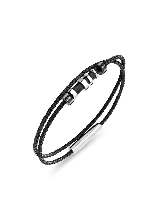 buy-cerruti-1881-tornillo-2-braceletdouble-tour-black-leather-with-steel-accentsadjustable-and-sophisticated-design_d38