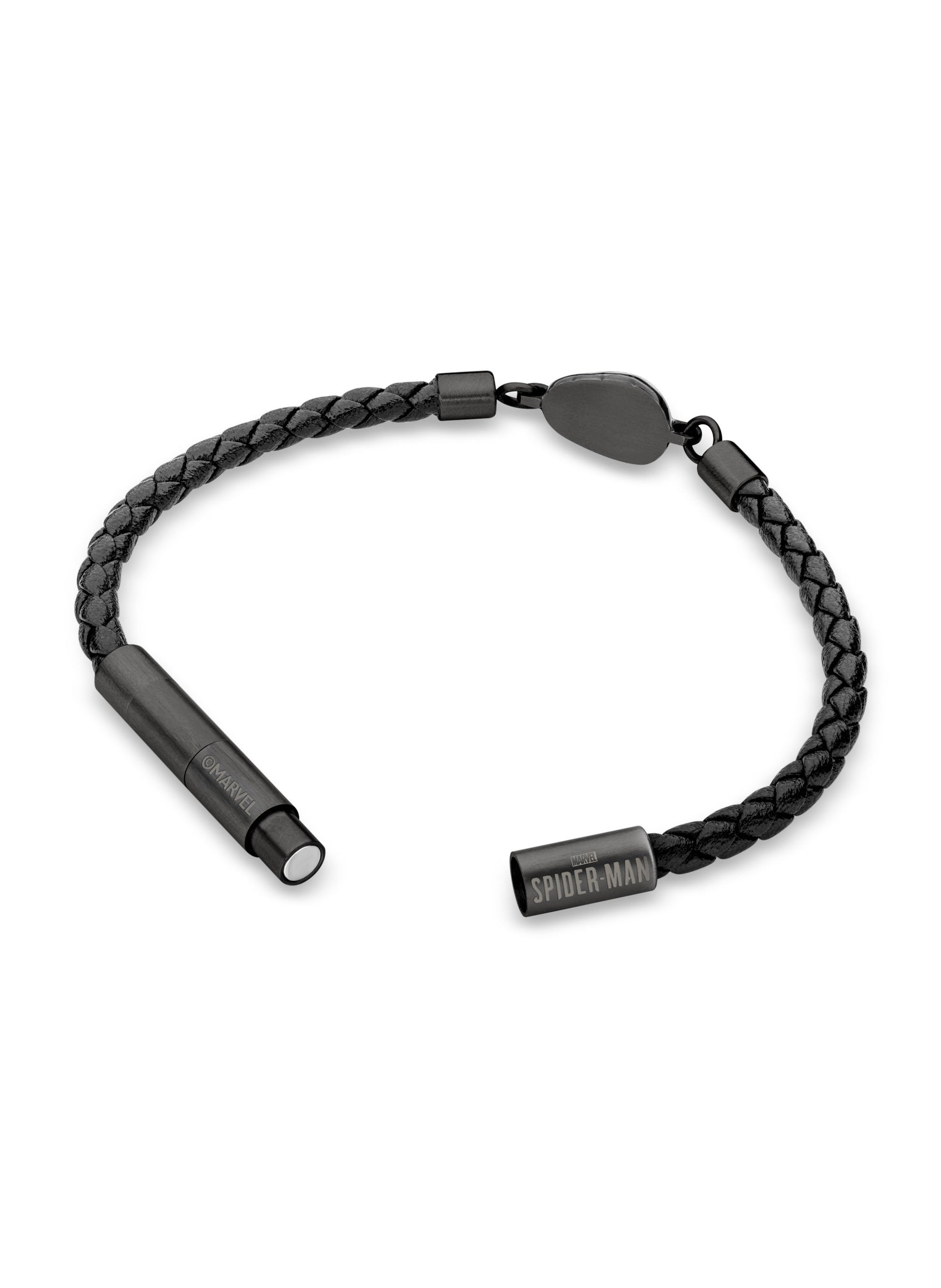 buy-police-web-slinger-braceletblack-leather-with-iconic-spider-man-mask-and-magnetic-closurebold-men-s-style_nx9