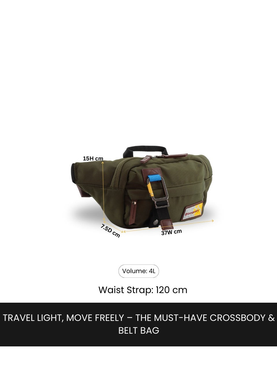 buy-discovery-discovery-icon-waist-bag-khaki-hip-bag-with-adjustable-strap-rfid-pocket-suitable-for-travel-outdoors-gym-hiking-for-men-and-women_blj