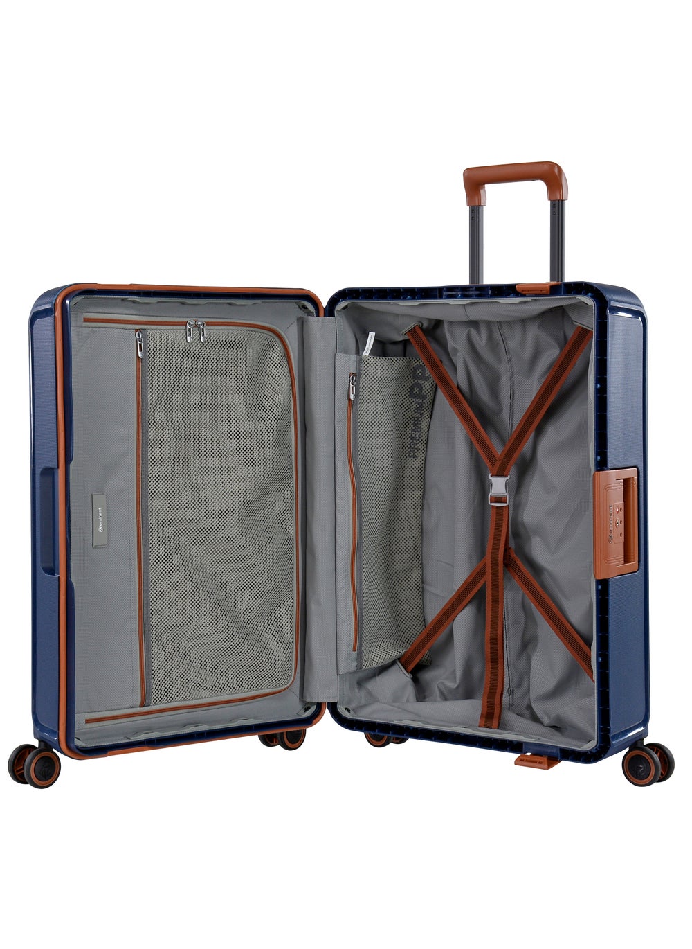 buy-eminent-vertica-hard-case-travel-bag-cabin-luggage-trolley-polypropylene-lightweight-suitcase-4-quiet-double-spinner-wheels-with-tsa-lock-b0006-dark-blue-brown-trim_v18