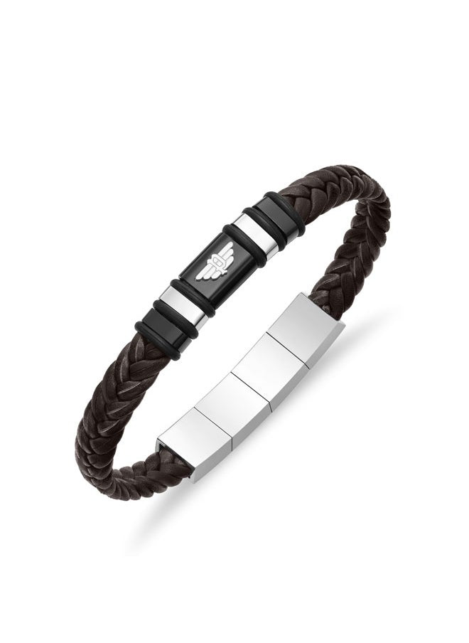 buy-police-weavebreaker-bracelet-braided-brown-leather-with-black-wing-logo-plaque-and-p-logo-closure-bold-men-s-style_hs6
