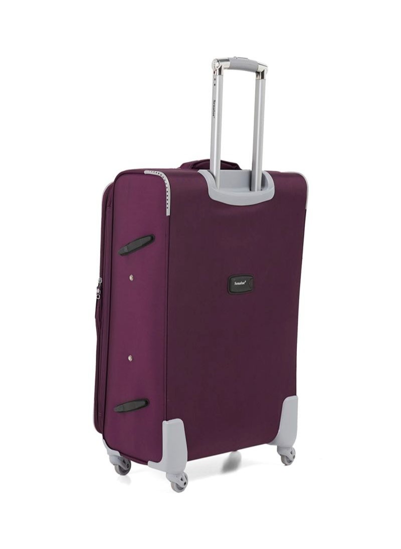 buy-senator-soft-shell-luggage-trolley-for-unisex-ultra-lightweight-expandable-suitcase-with-4-wheels-ll003-purple_nvn
