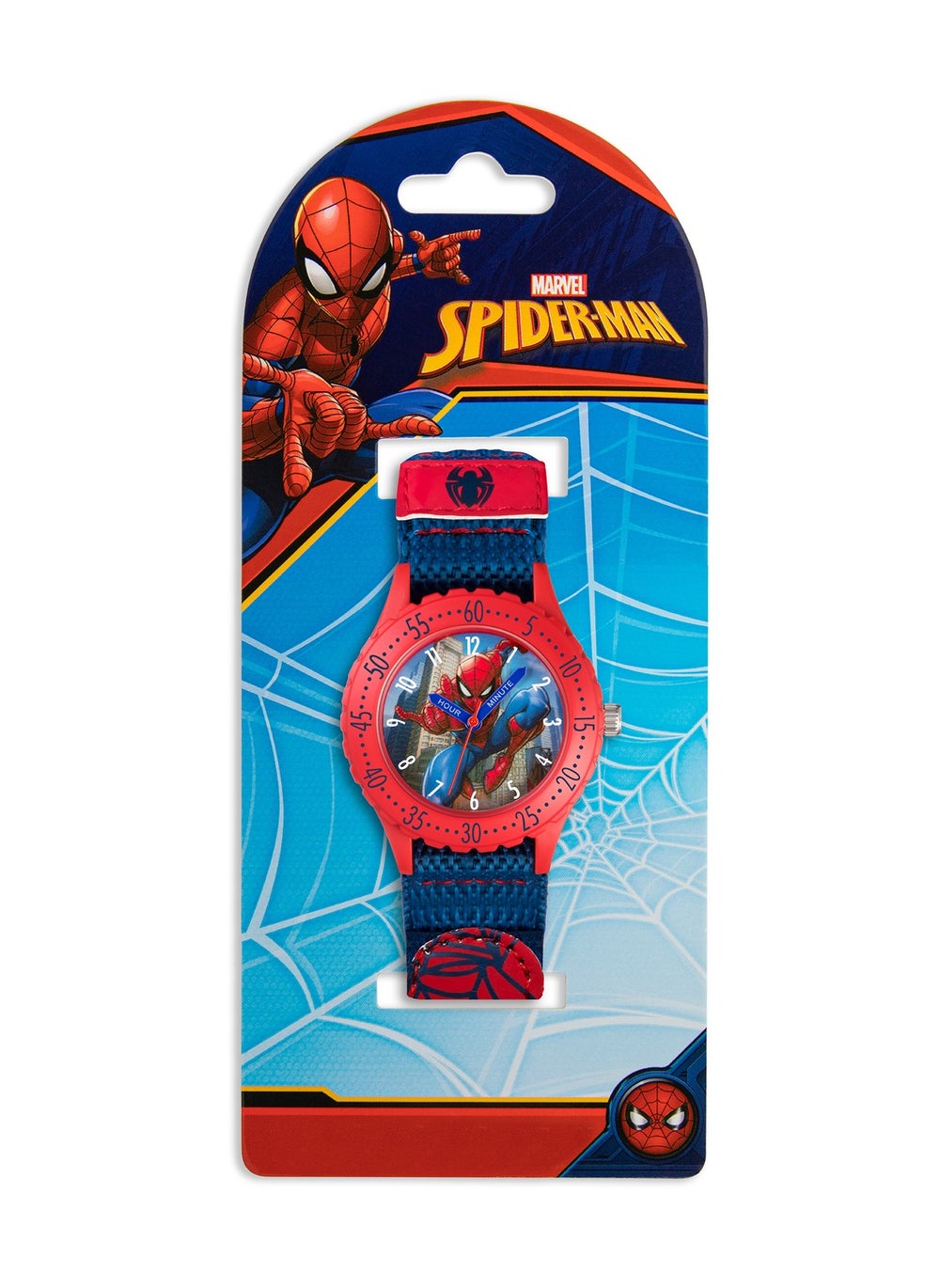 buy-disney-disney-marvel-spiderman-blue-canvas-strap-boys-watch-spd3495arg_tfe