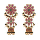 Elegant Gold-Toned & Pink Embellished Bobby Pins - Set of 2