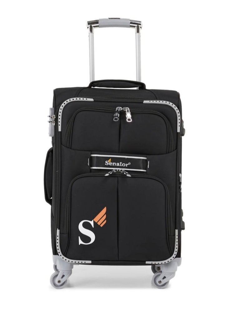 buy-senator-soft-shell-luggage-trolley-for-unisex-ultra-lightweight-expandable-suitcase-with-4-wheels-ll003-black_to9