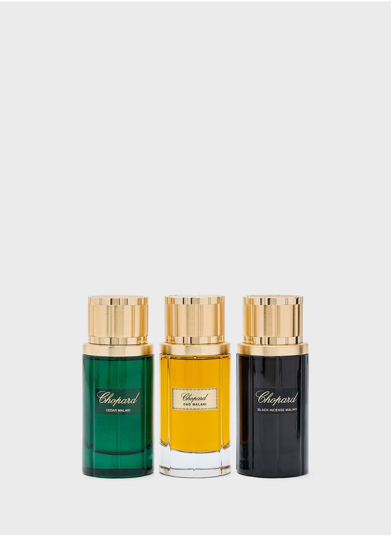 Malaki Exquisite Trio: Cedar, Oud, & Black Incense EDPs 80Ml Each
