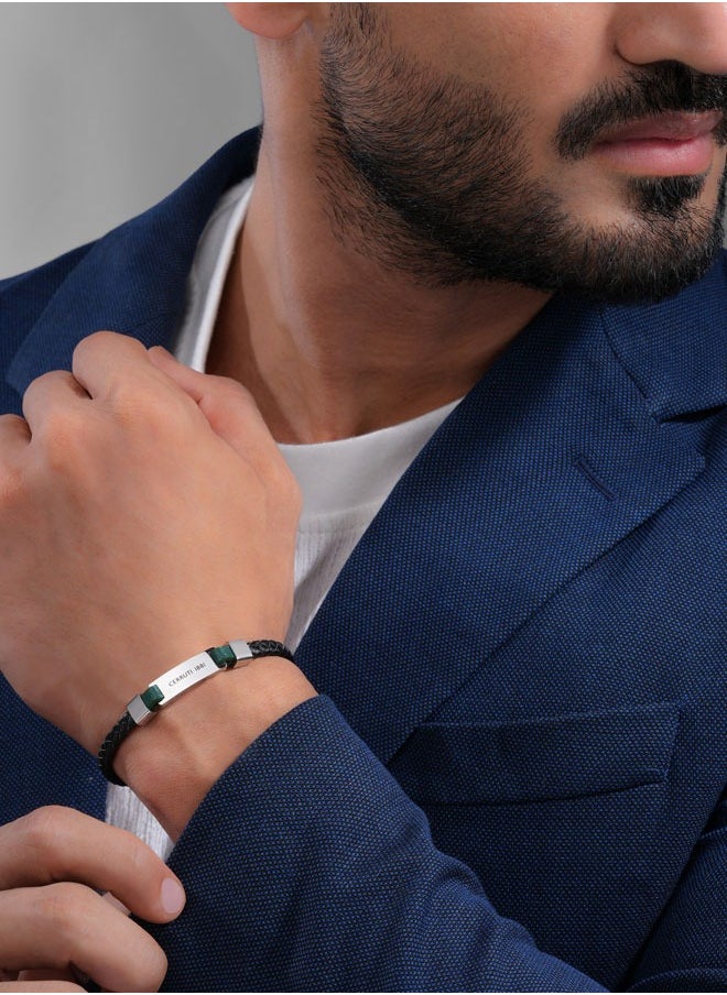 buy-cerruti-1881-alessandro-silver-black-and-green-leather-bracelet_bz0