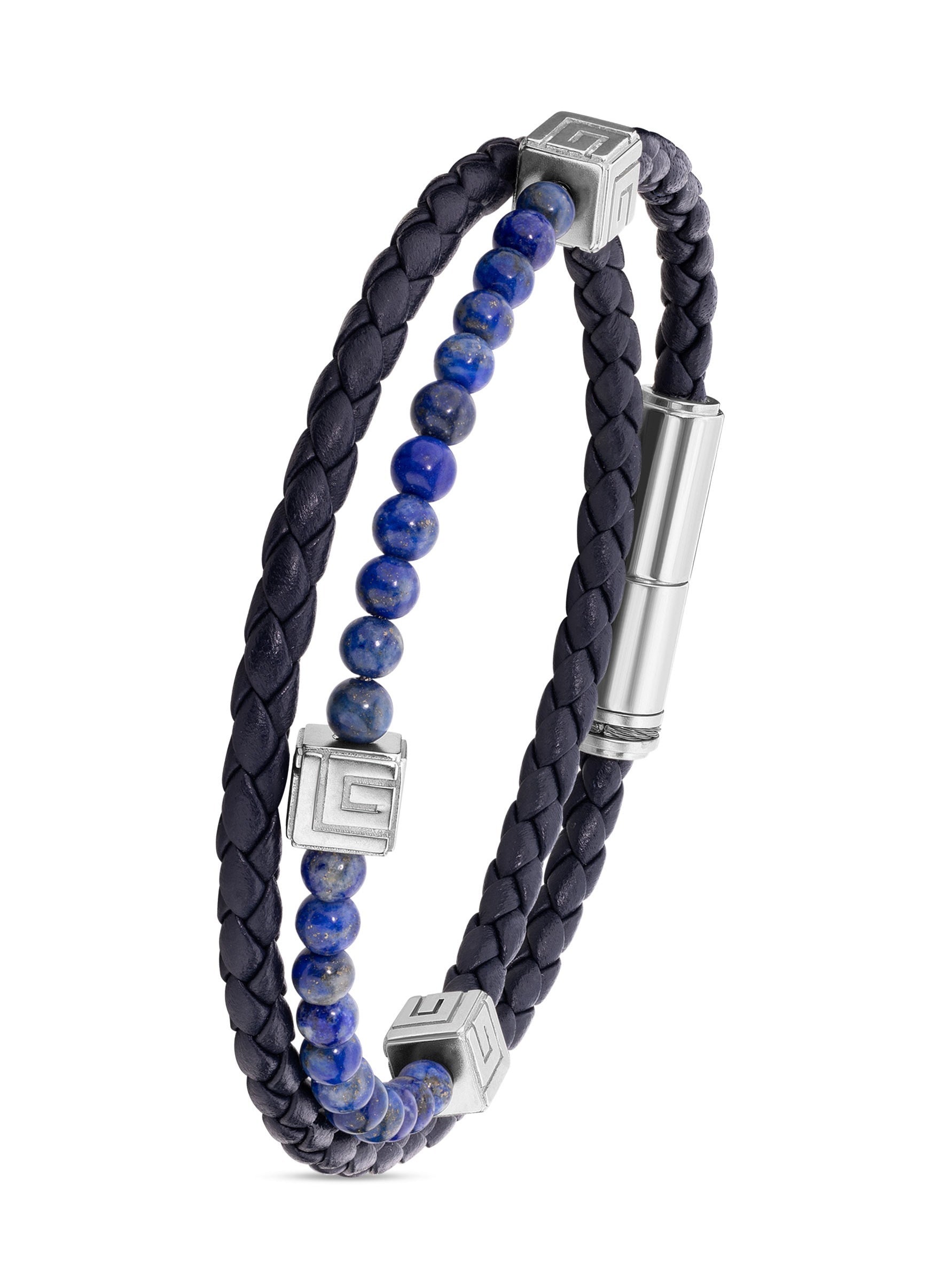buy-guy-laroche-victor-blue-leather-and-lapis-beads-bracelet_37l