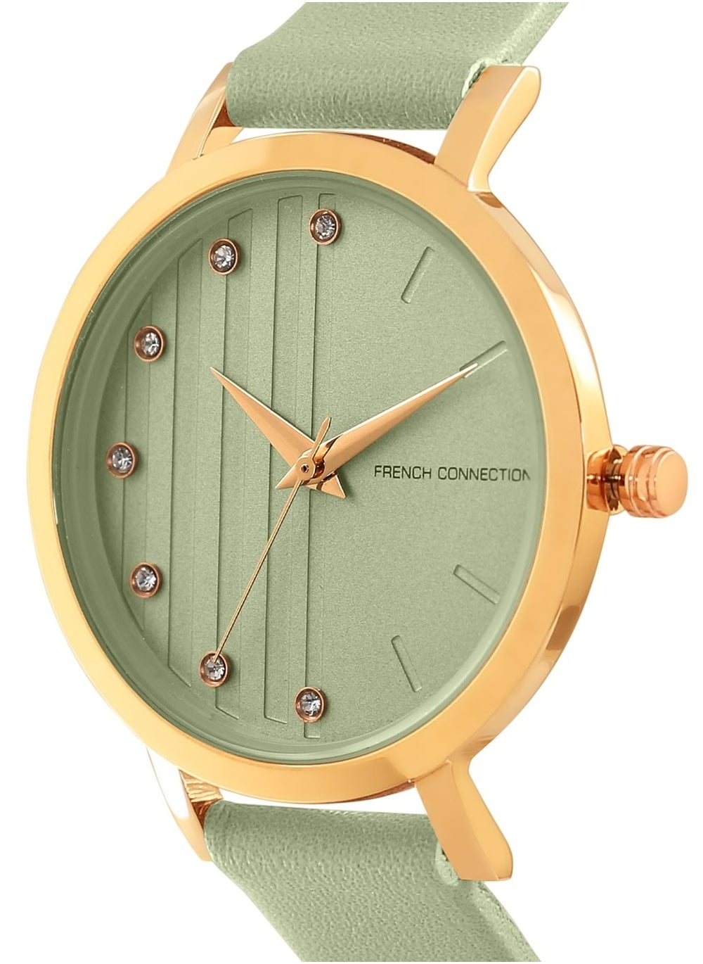 buy-french-connection-25mm-quartz-women-s-watch-with-green-dial-leather-strap_e8h