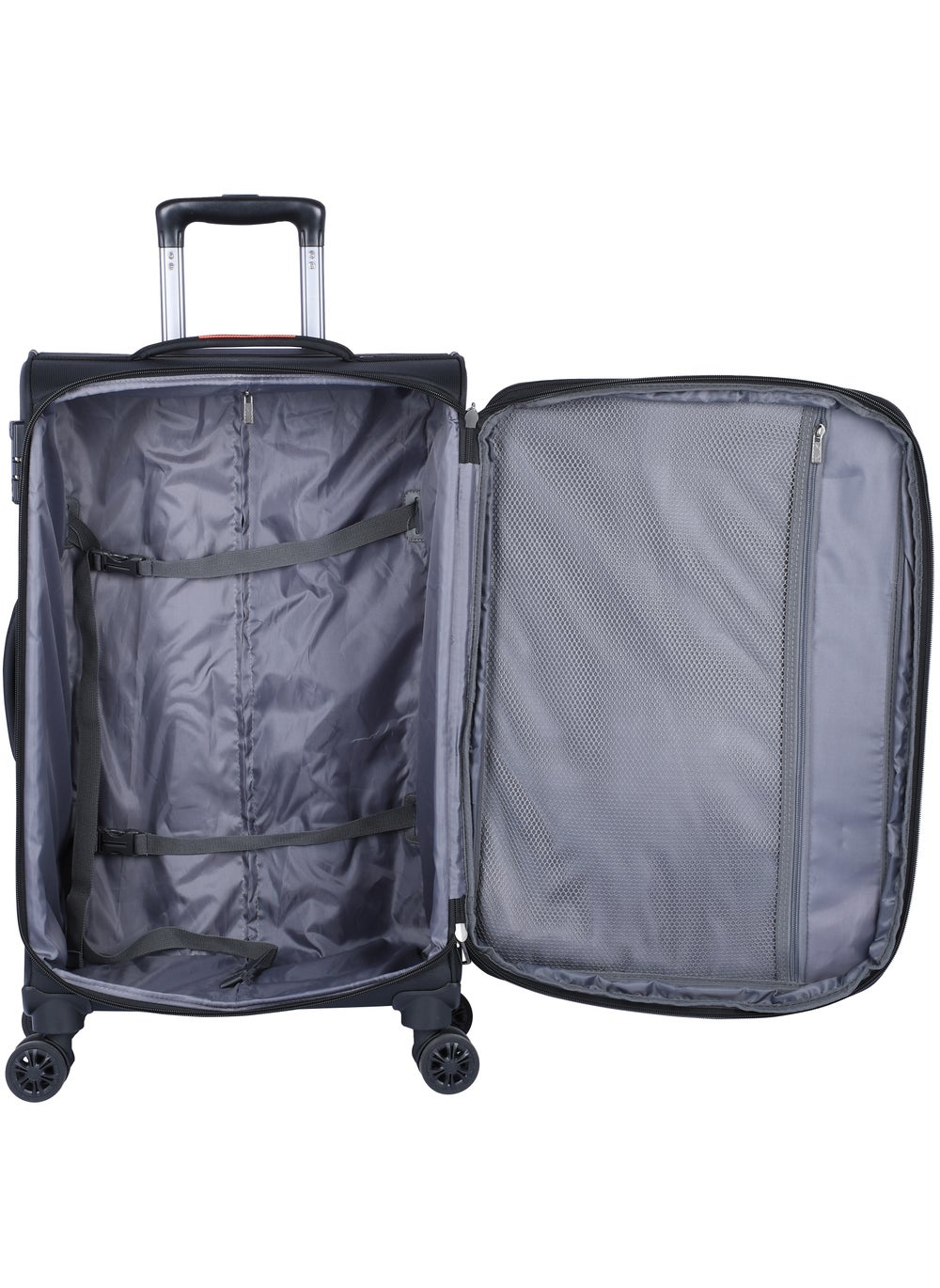 buy-eminent-unisex-soft-travel-bag-medium-luggage-trolley-polyester-lightweight-expandable-4-double-spinner-wheeled-suitcase-with-3-digit-tsa-lock-e751-black_54p