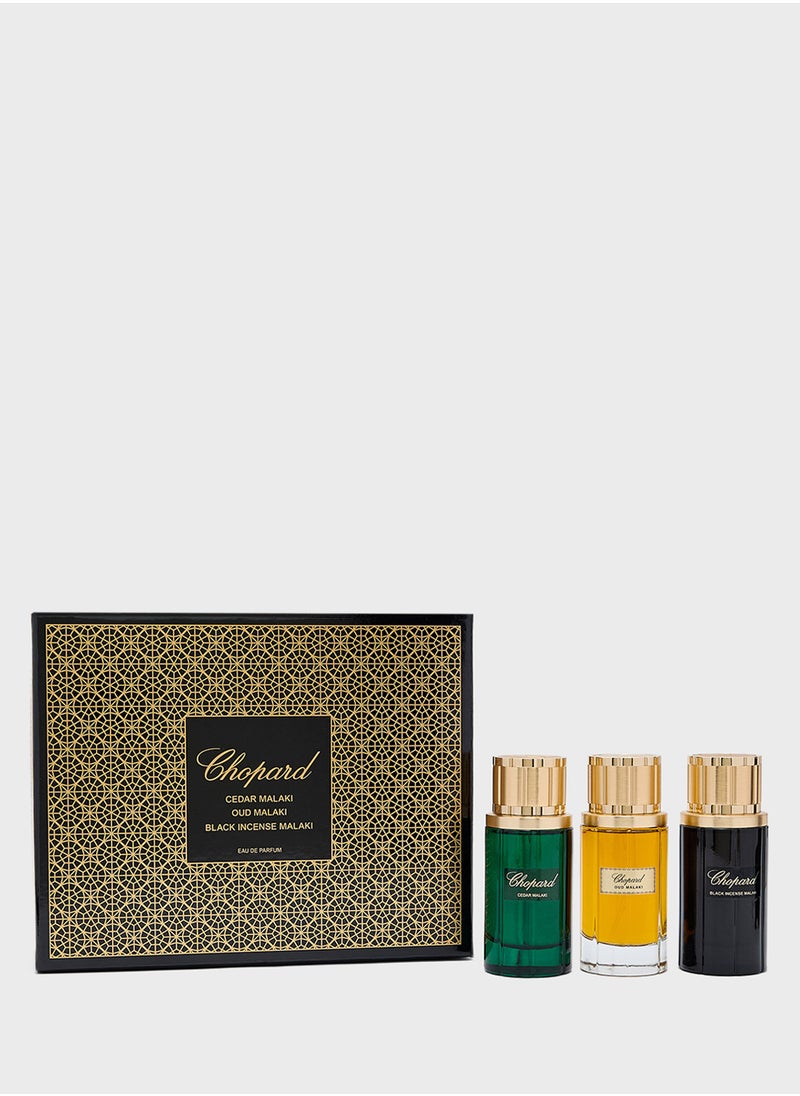 Malaki Exquisite Trio: Cedar, Oud, & Black Incense EDPs 80Ml Each