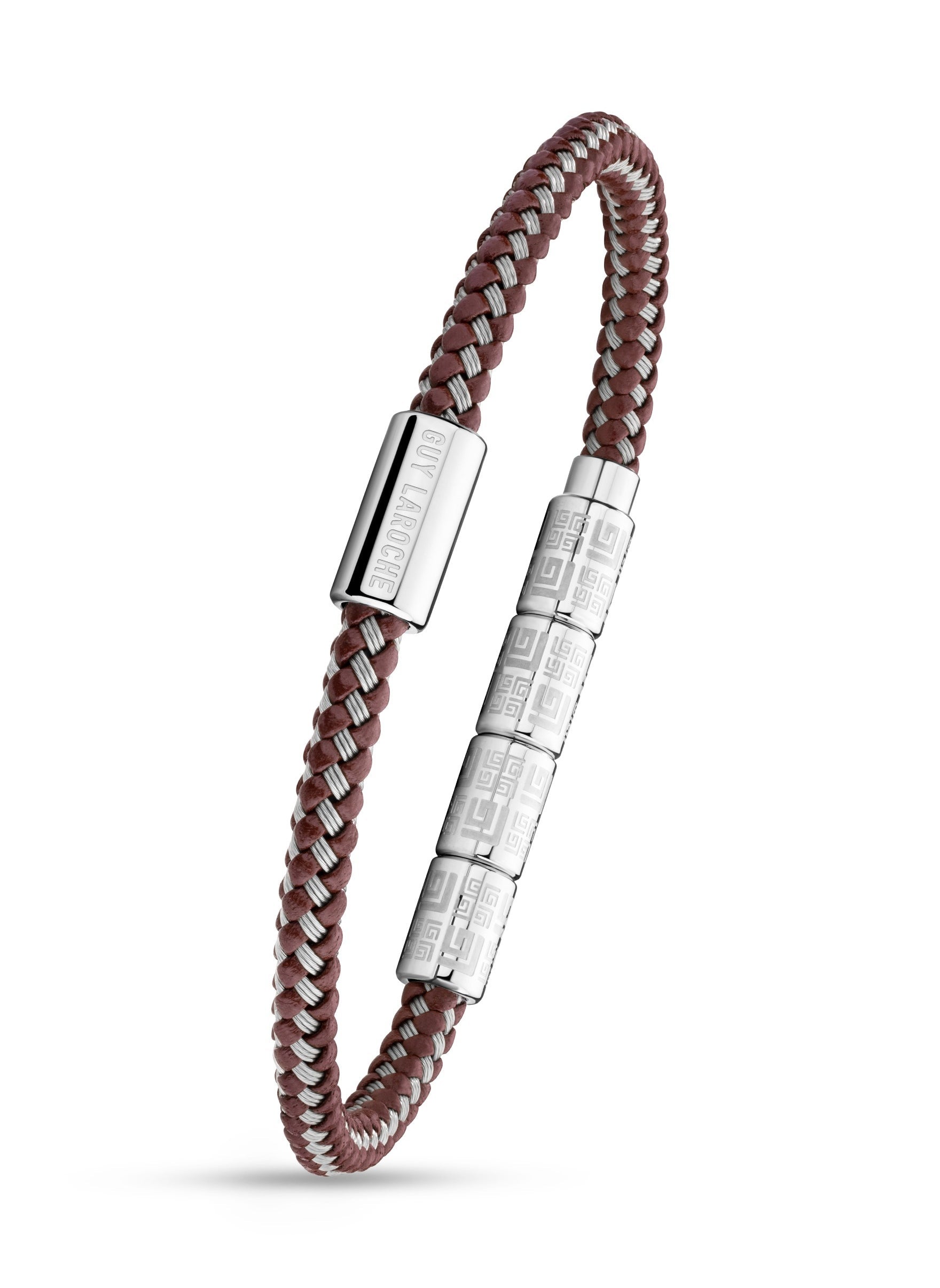 buy-guy-laroche-pierre-brown-cord-and-silver-bracelet-for-men_80t