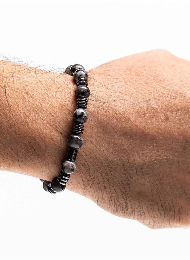buy-chrysostomos-handmade-beaded-bracelet-for-men-with-natural-larvikite-and-hematite-flatten-grommet_2to
