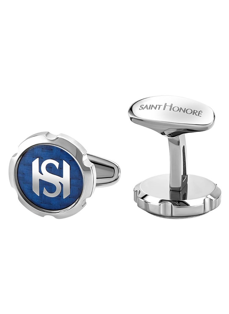 buy-saint-honore-silver-cufflink-with-blue-and-grey-logo-for-men-s_5wl