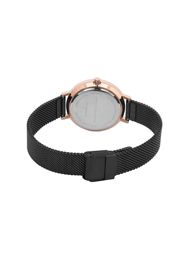 buy-french-connection-women-s-analog-watch-with-black-stainless-steel-mesh-bracelet-rose-gold-case_86n