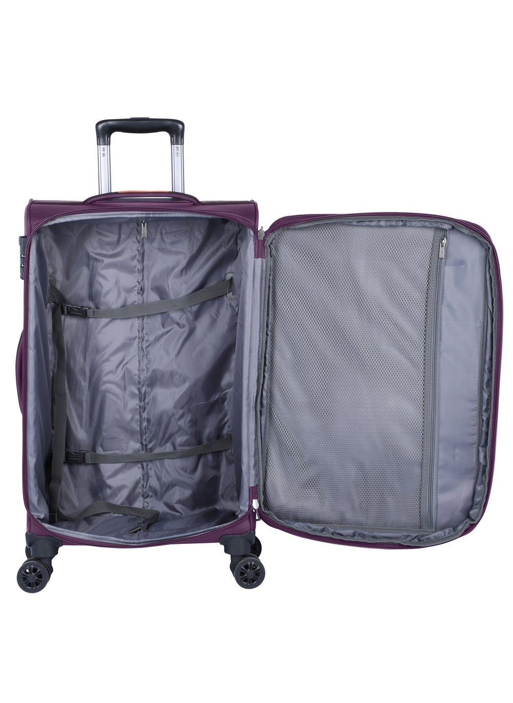 buy-eminent-unisex-soft-travel-bag-cabin-luggage-trolley-polyester-lightweight-expandable-4-double-spinner-wheeled-suitcase-with-3-digit-tsa-lock-e788-purple_tqu