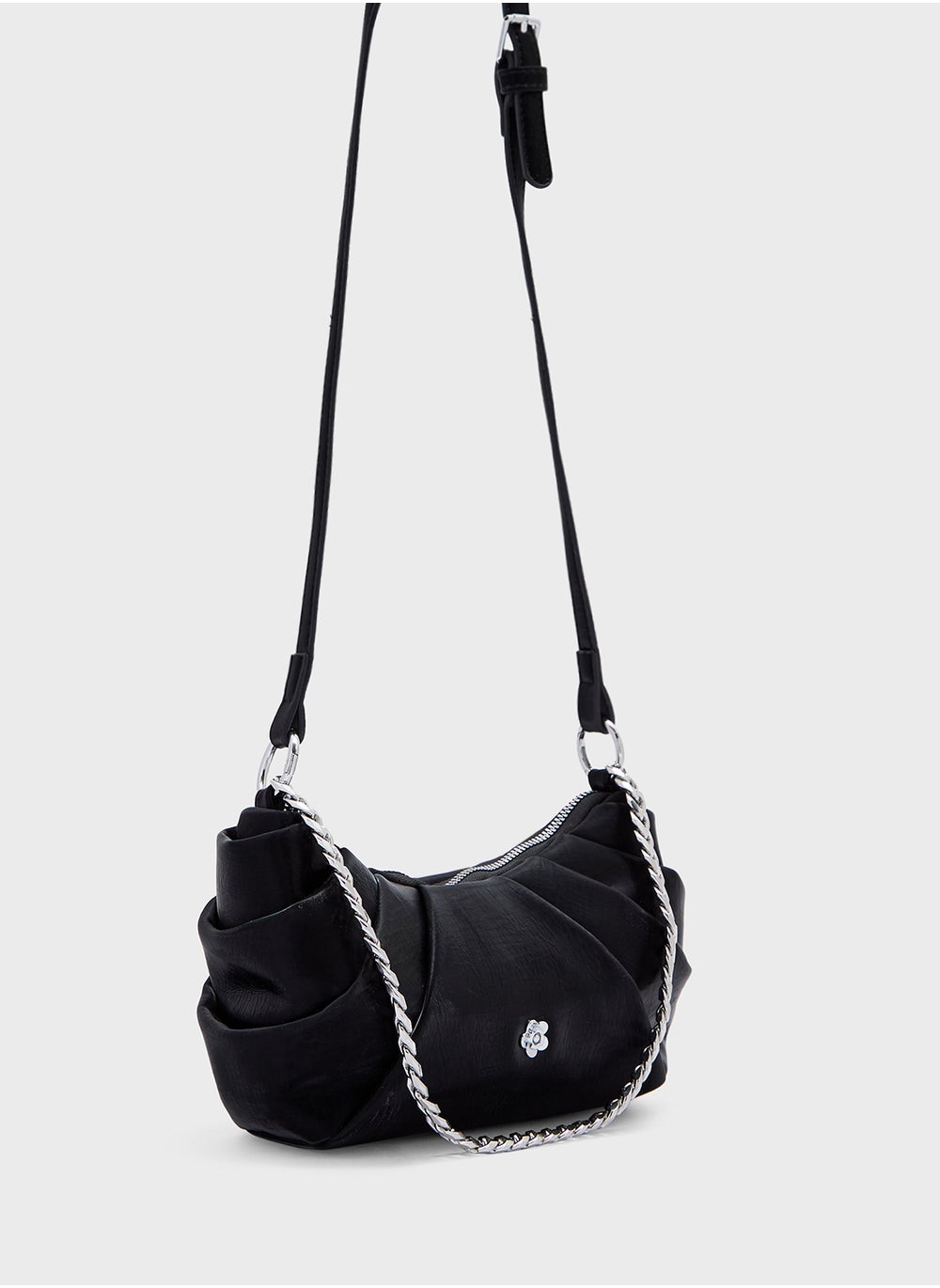 buy-ginger-pleated-flower-trim-crossbody-bag_1jw