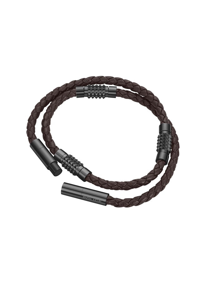 buy-police-kingpins-bracelet-for-men-stainless-steel-with-brown-leatherpeagb0005429_ohr