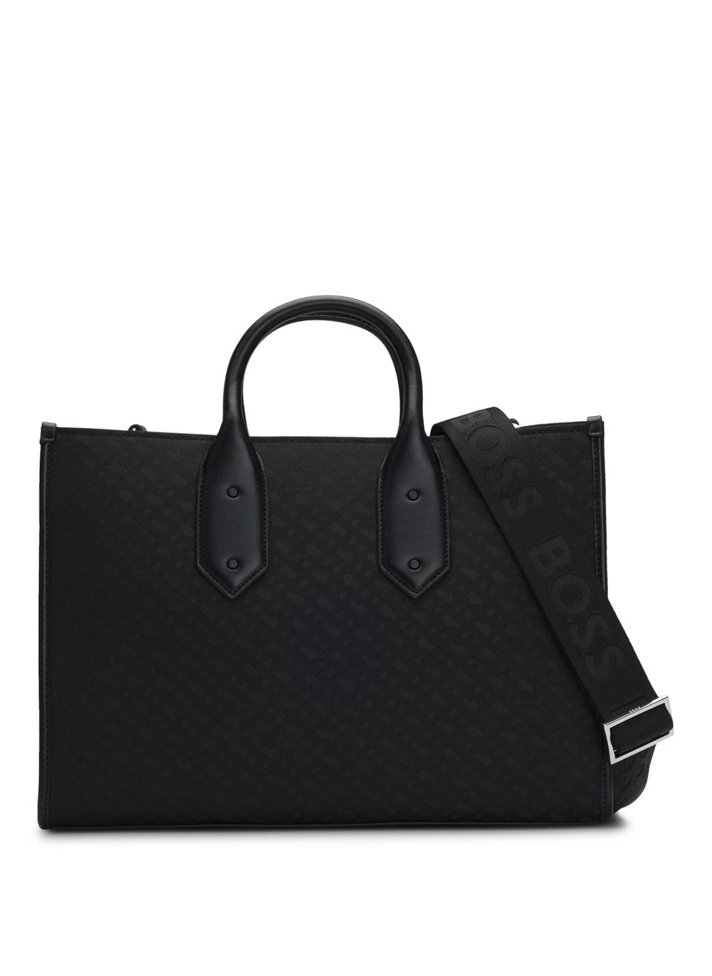 buy-boss-monogram-twill-tote-bag-with-faux-leather-trims_g74