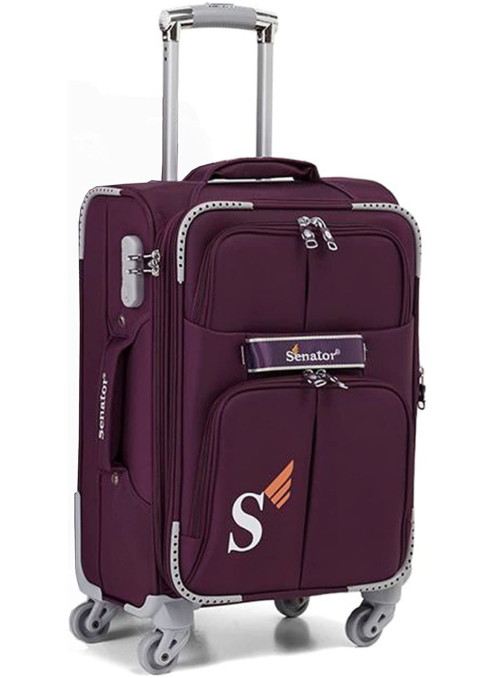 buy-senator-soft-shell-luggage-trolley-for-unisex-ultra-lightweight-expandable-suitcase-with-4-wheels-ll003-purple_xce